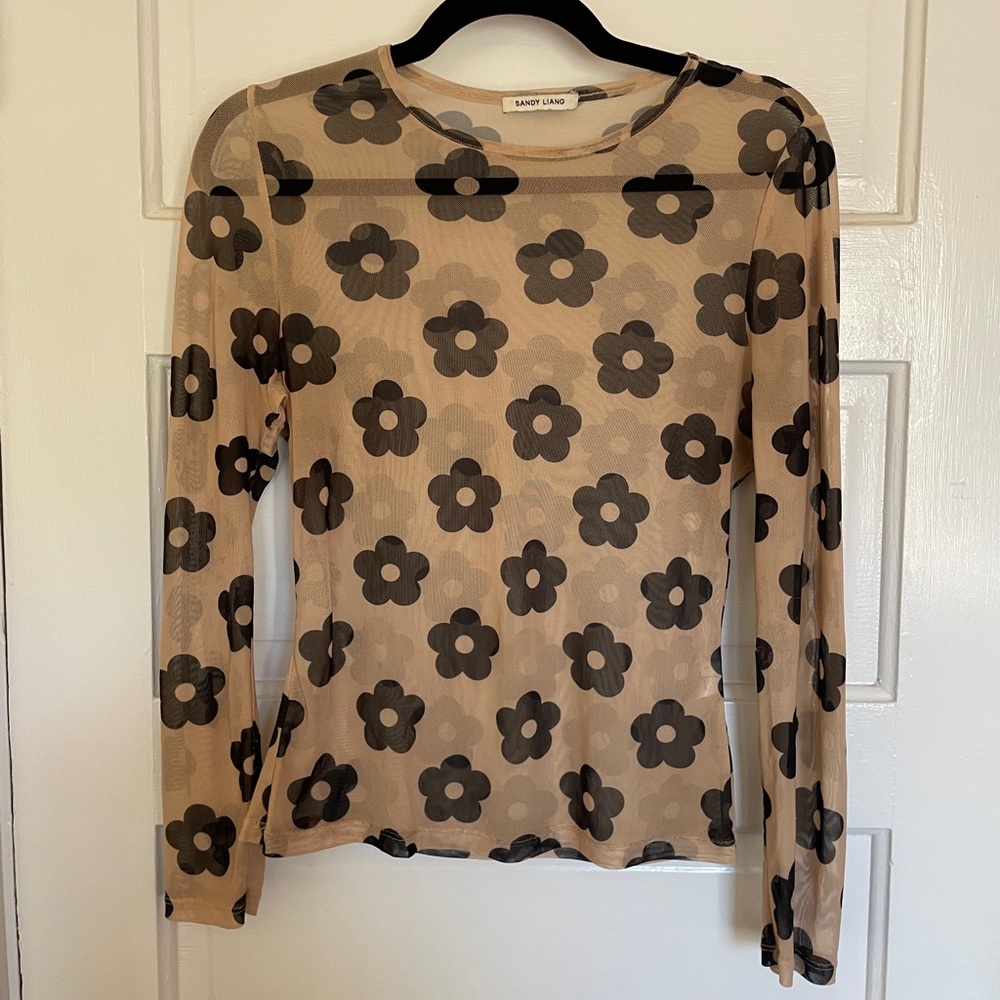 Sandy Liang mesh flower top large